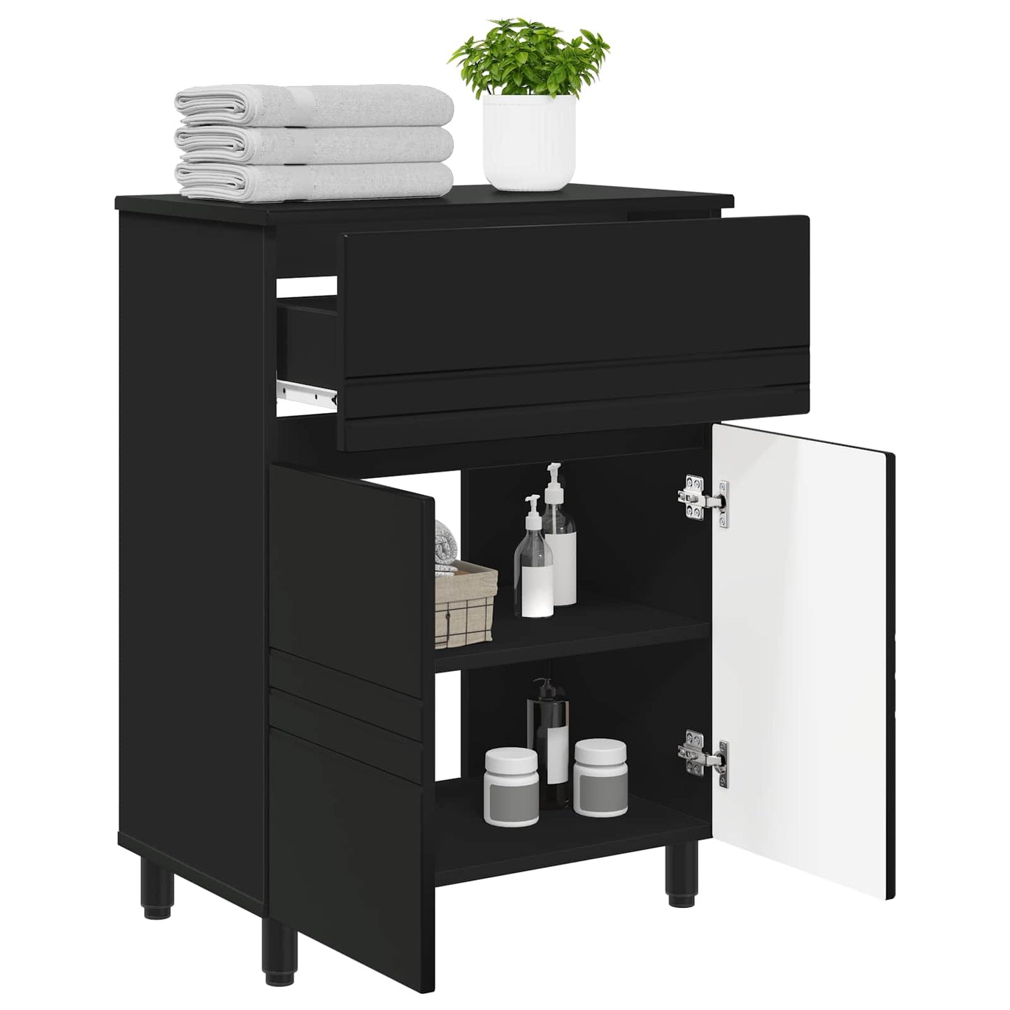 vidaXL Bathroom Vanity Unit Black 60 x 35 x 80 cm Engineered Wood