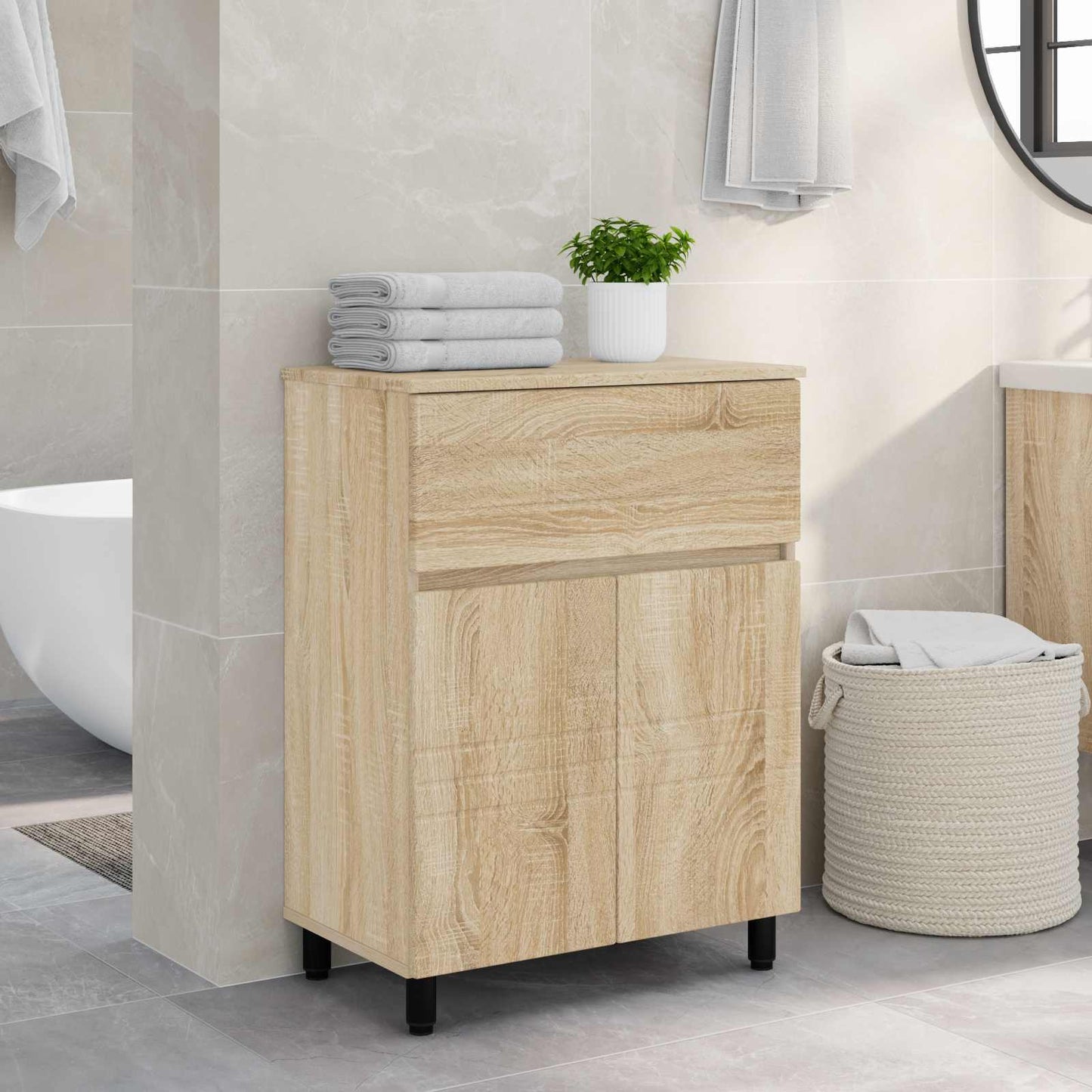vidaXL Bathroom Vanity Unit Sonoma Oak 60 x 35 x 80 cm Engineered Wood