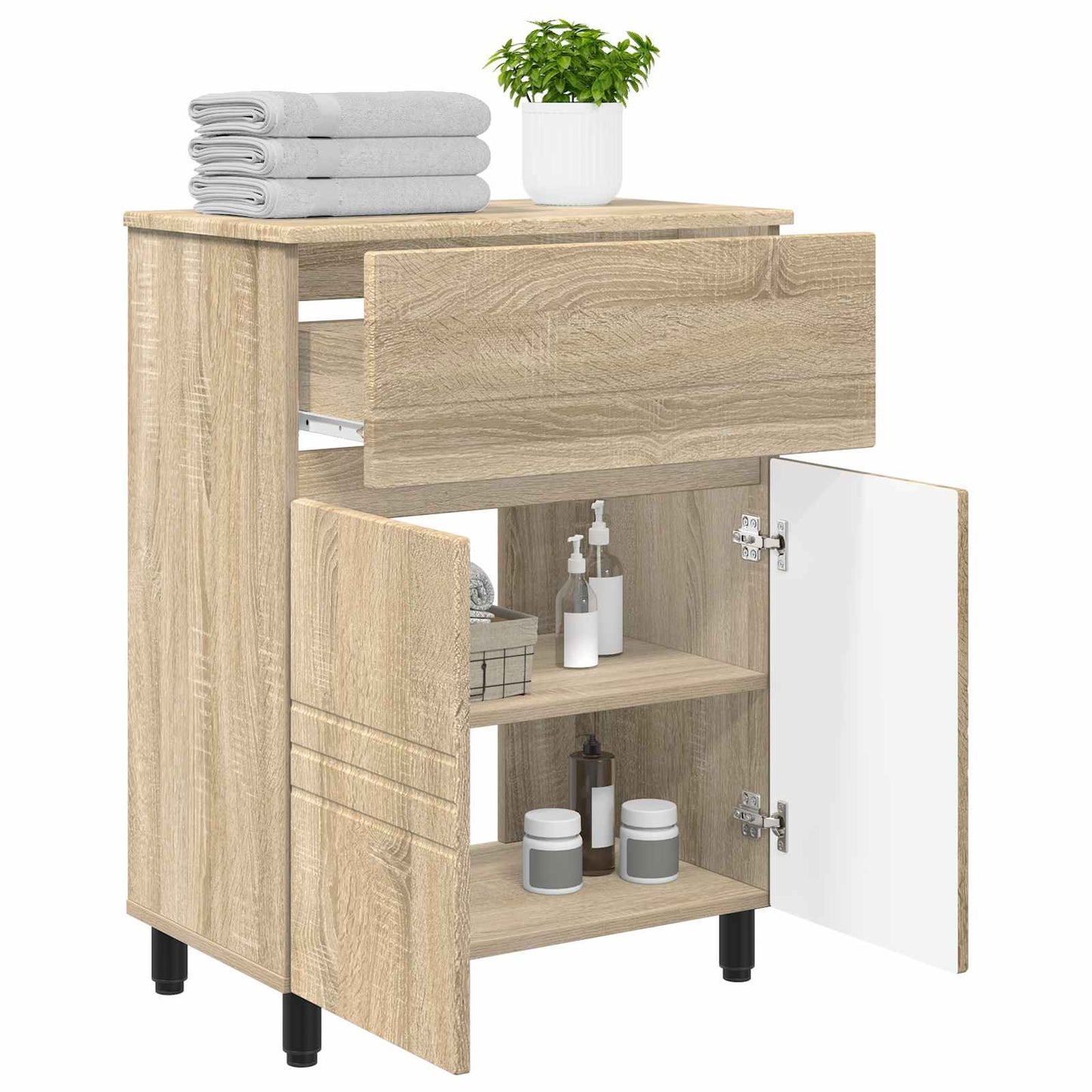 vidaXL Bathroom Vanity Unit Sonoma Oak 60 x 35 x 80 cm Engineered Wood