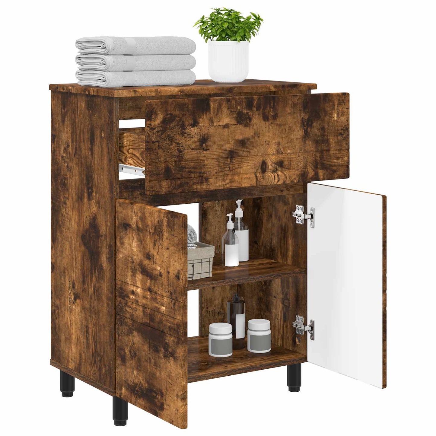 vidaXL Bathroom Vanity Unit Smoked Oak 60 x 35 x 80 cm Engineered Wood