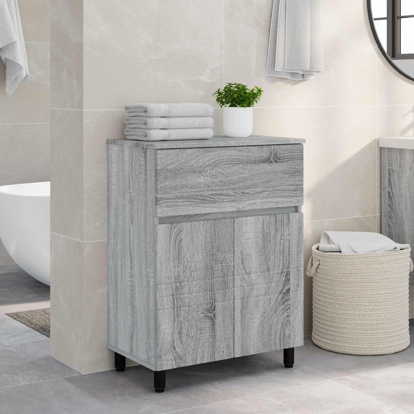 vidaXL Bathroom Vanity Unit Grey Sonoma 60 x 35 x 80 cm
