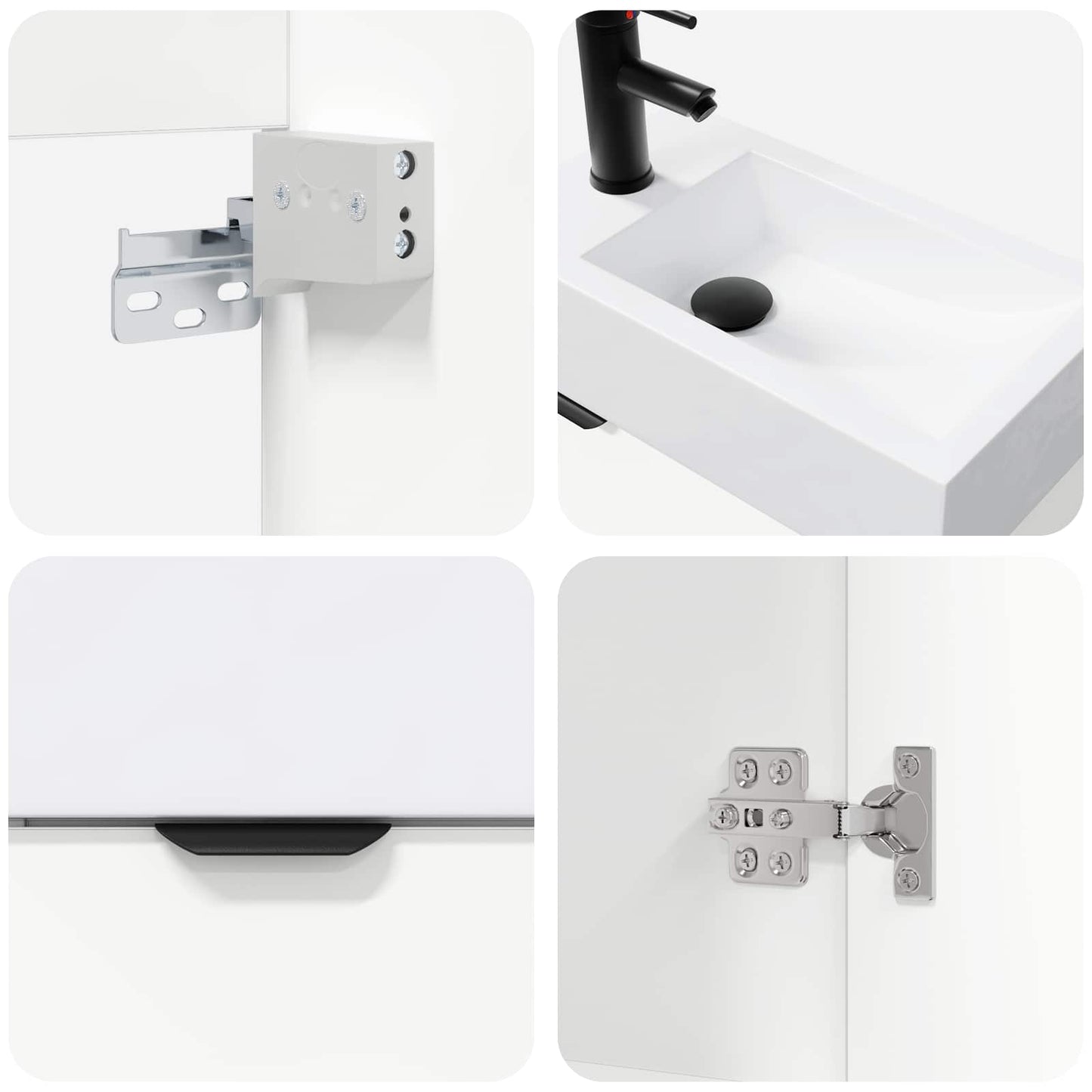 vidaXL Bathroom Vanity Unit with Tap White 45.5 x 22.5 x 84 cm