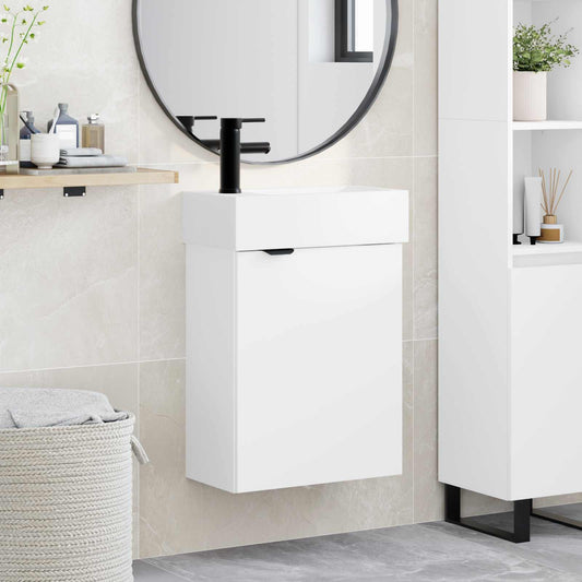 vidaXL Bathroom Vanity Unit with Tap White 45.5 x 22.5 x 84 cm