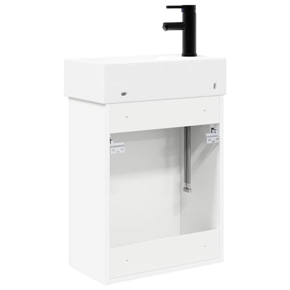 vidaXL Bathroom Vanity Unit with Tap White 45.5 x 22.5 x 84 cm