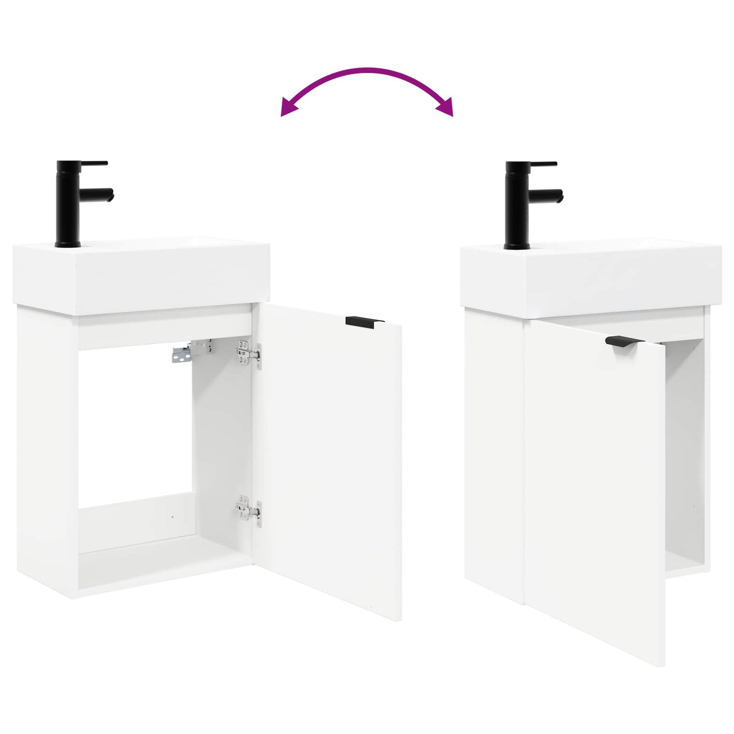 vidaXL Bathroom Vanity Unit with Tap White 45.5 x 22.5 x 84 cm