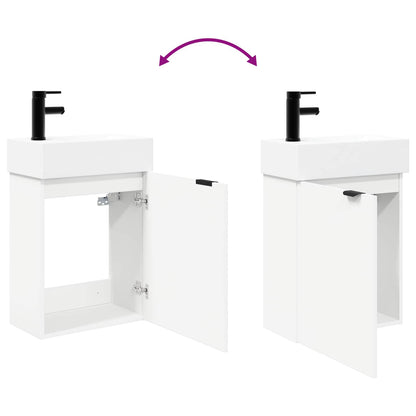 vidaXL Bathroom Vanity Unit with Tap White 45.5 x 22.5 x 84 cm