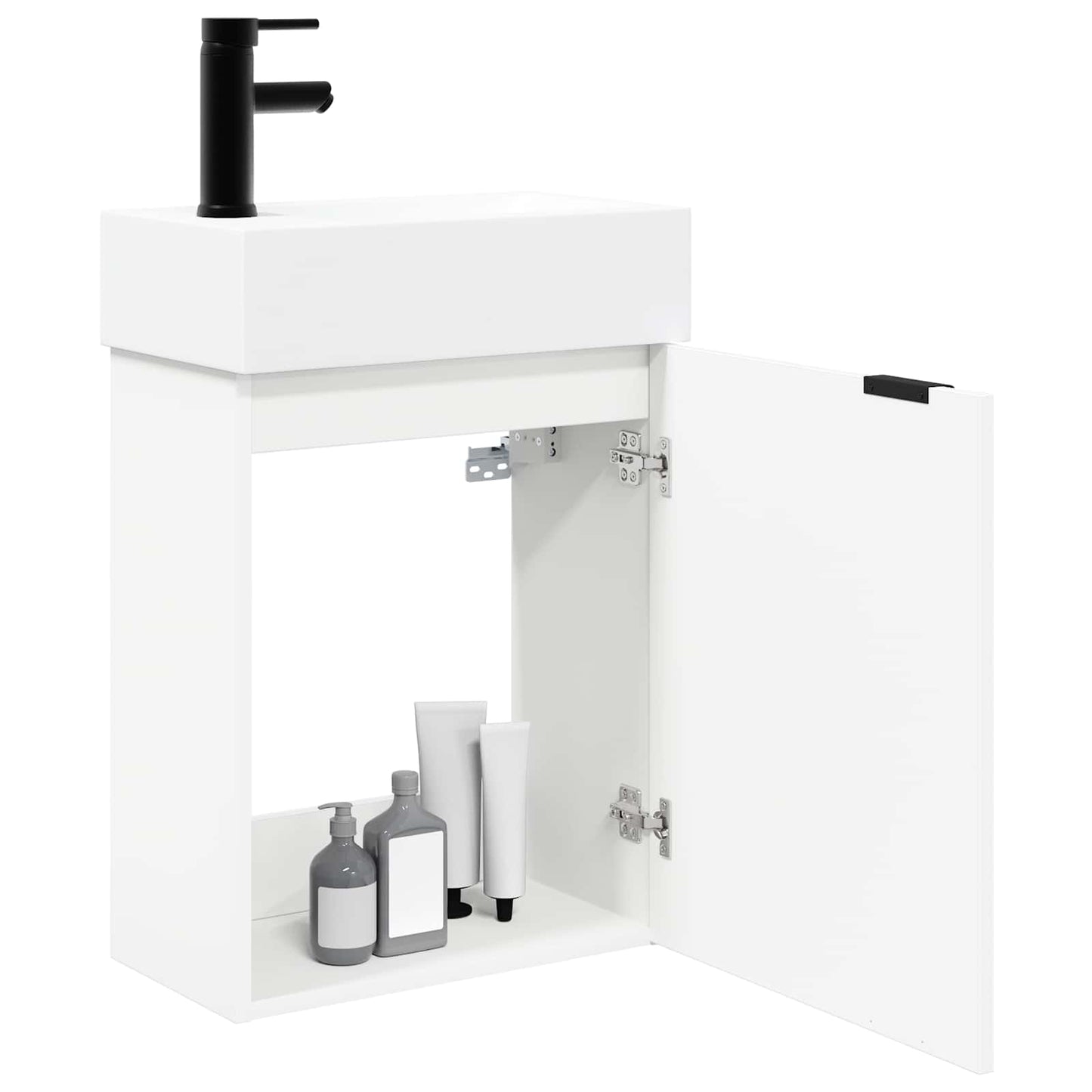 vidaXL Bathroom Vanity Unit with Tap White 45.5 x 22.5 x 84 cm