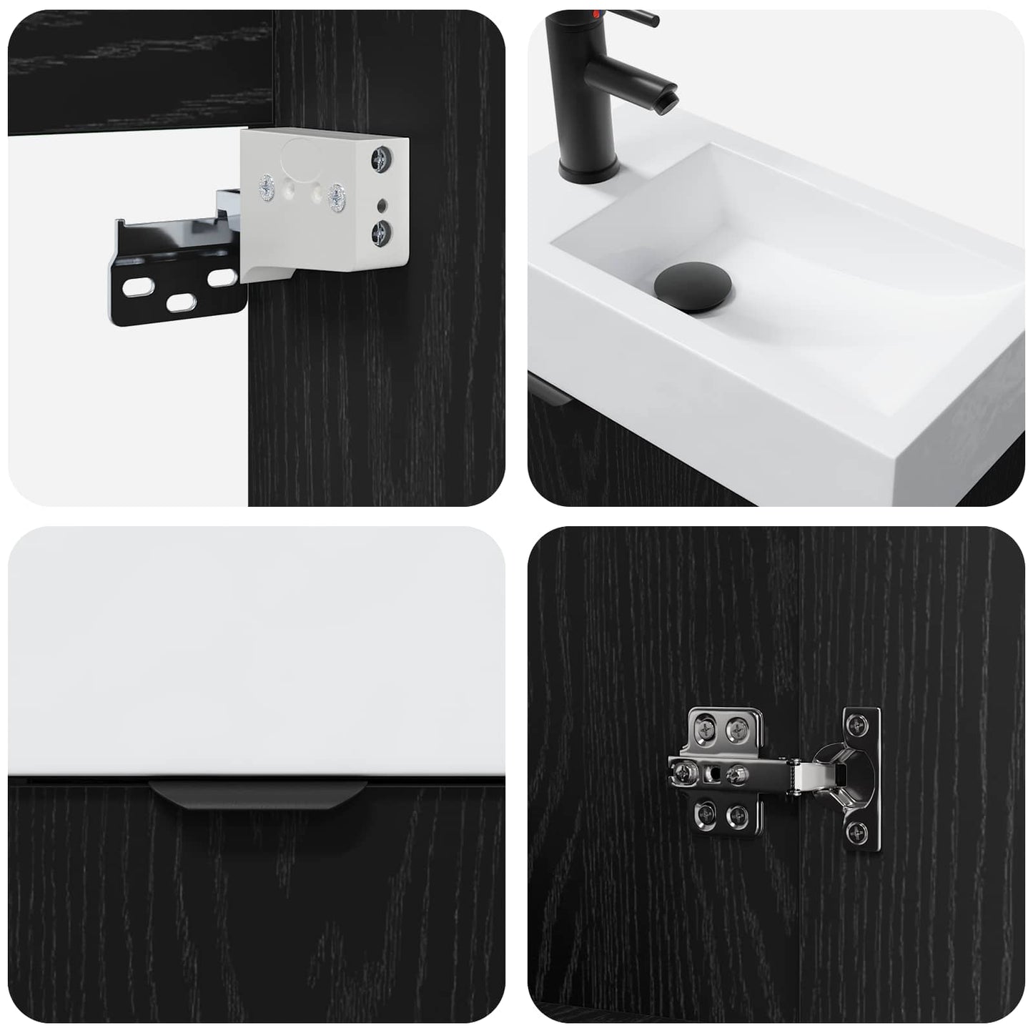 vidaXL Bathroom Vanity Unit with Tap Black Oak 45.5 x 22.5 x 84 cm