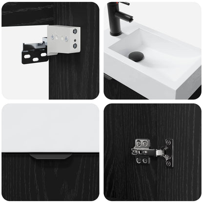 vidaXL Bathroom Vanity Unit with Tap Black Oak 45.5 x 22.5 x 84 cm