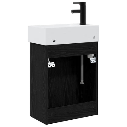 vidaXL Bathroom Vanity Unit with Tap Black Oak 45.5 x 22.5 x 84 cm