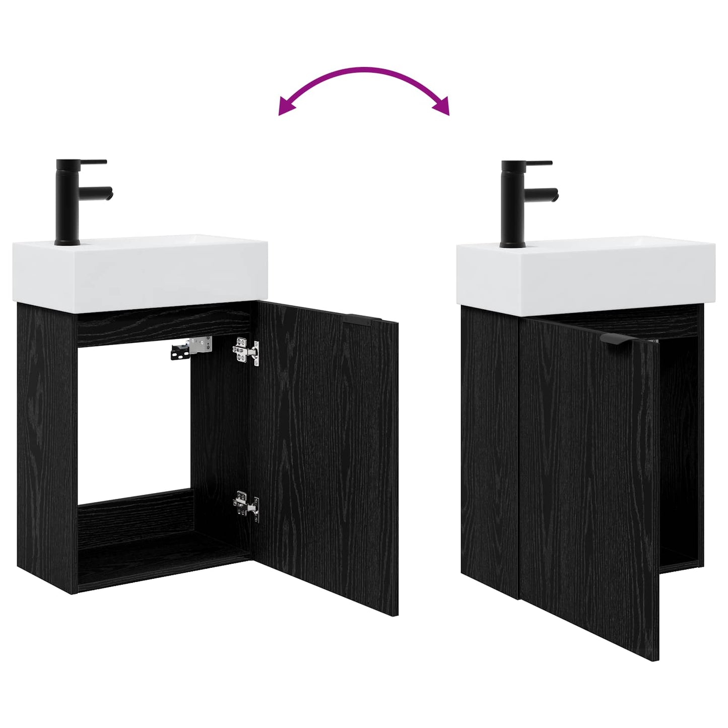 vidaXL Bathroom Vanity Unit with Tap Black Oak 45.5 x 22.5 x 84 cm