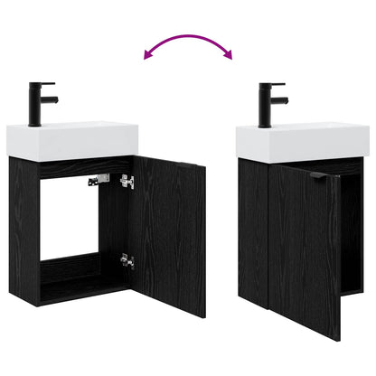 vidaXL Bathroom Vanity Unit with Tap Black Oak 45.5 x 22.5 x 84 cm