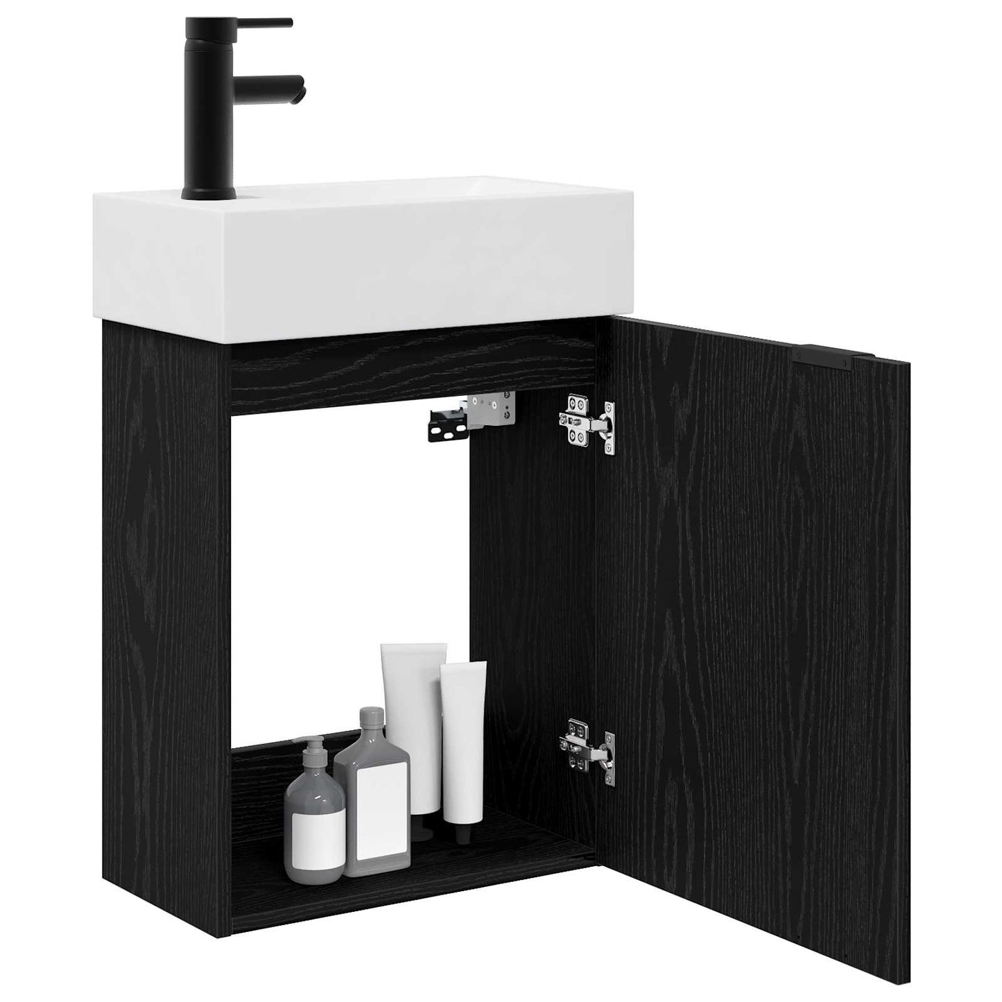 vidaXL Bathroom Vanity Unit with Tap Black Oak 45.5 x 22.5 x 84 cm