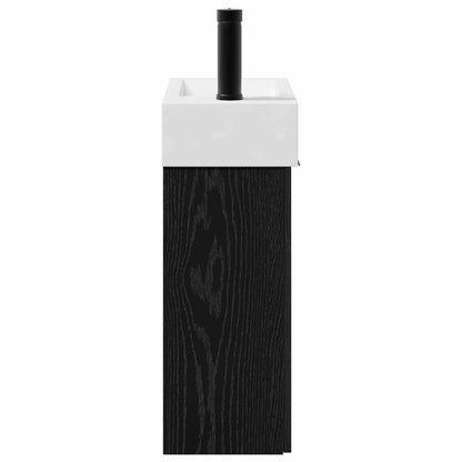 vidaXL Bathroom Vanity Unit with Tap Black Oak 45.5 x 22.5 x 84 cm