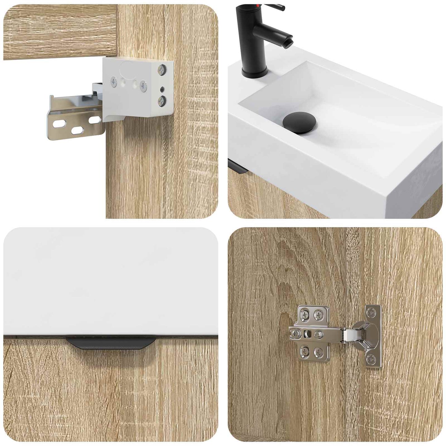 vidaXL Bathroom Vanity Unit with Tap Sonoma Oak 45.5 x 22.5 x 84 cm