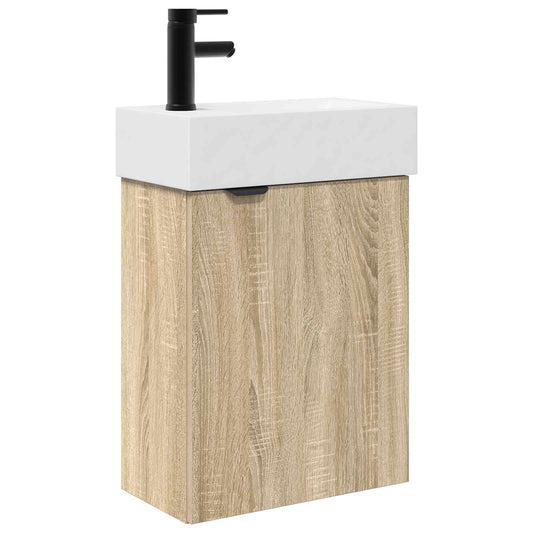 vidaXL Bathroom Vanity Unit with Tap Sonoma Oak 45.5 x 22.5 x 84 cm