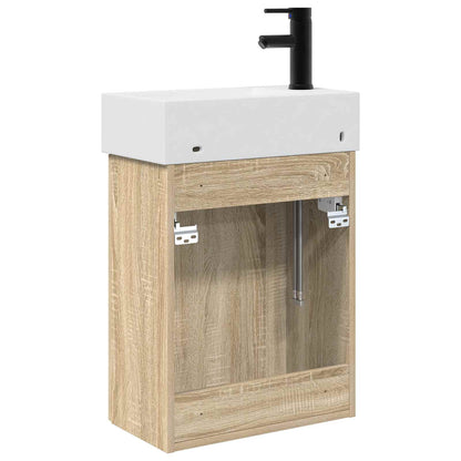 vidaXL Bathroom Vanity Unit with Tap Sonoma Oak 45.5 x 22.5 x 84 cm