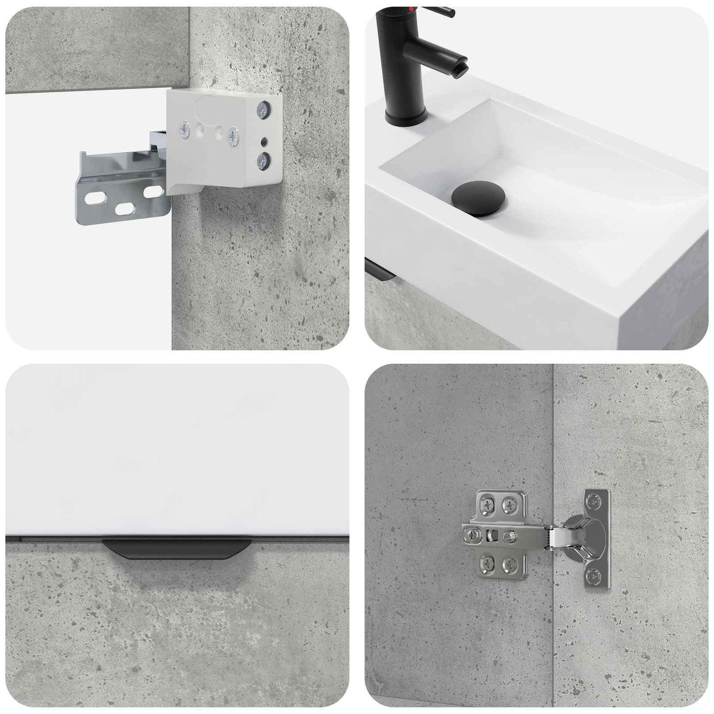 vidaXL Bathroom Vanity Unit with Tap Concrete Grey 45.5 x 22.5 x 84 cm