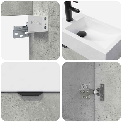 vidaXL Bathroom Vanity Unit with Tap Concrete Grey 45.5 x 22.5 x 84 cm