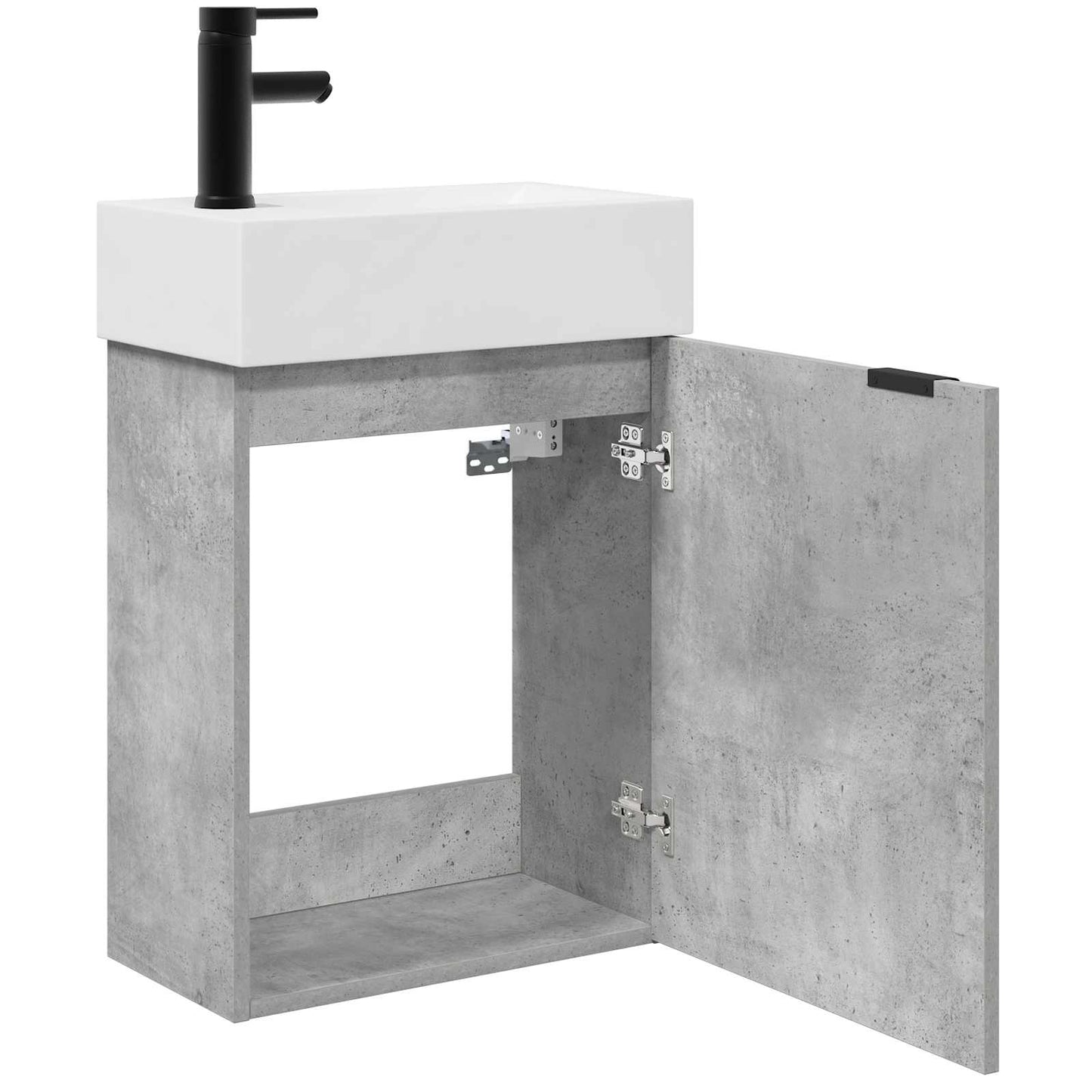 vidaXL Bathroom Vanity Unit with Tap Concrete Grey 45.5 x 22.5 x 84 cm