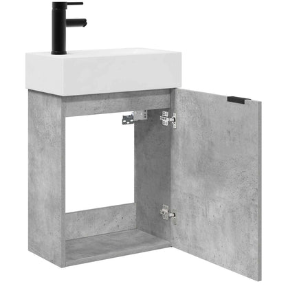 vidaXL Bathroom Vanity Unit with Tap Concrete Grey 45.5 x 22.5 x 84 cm