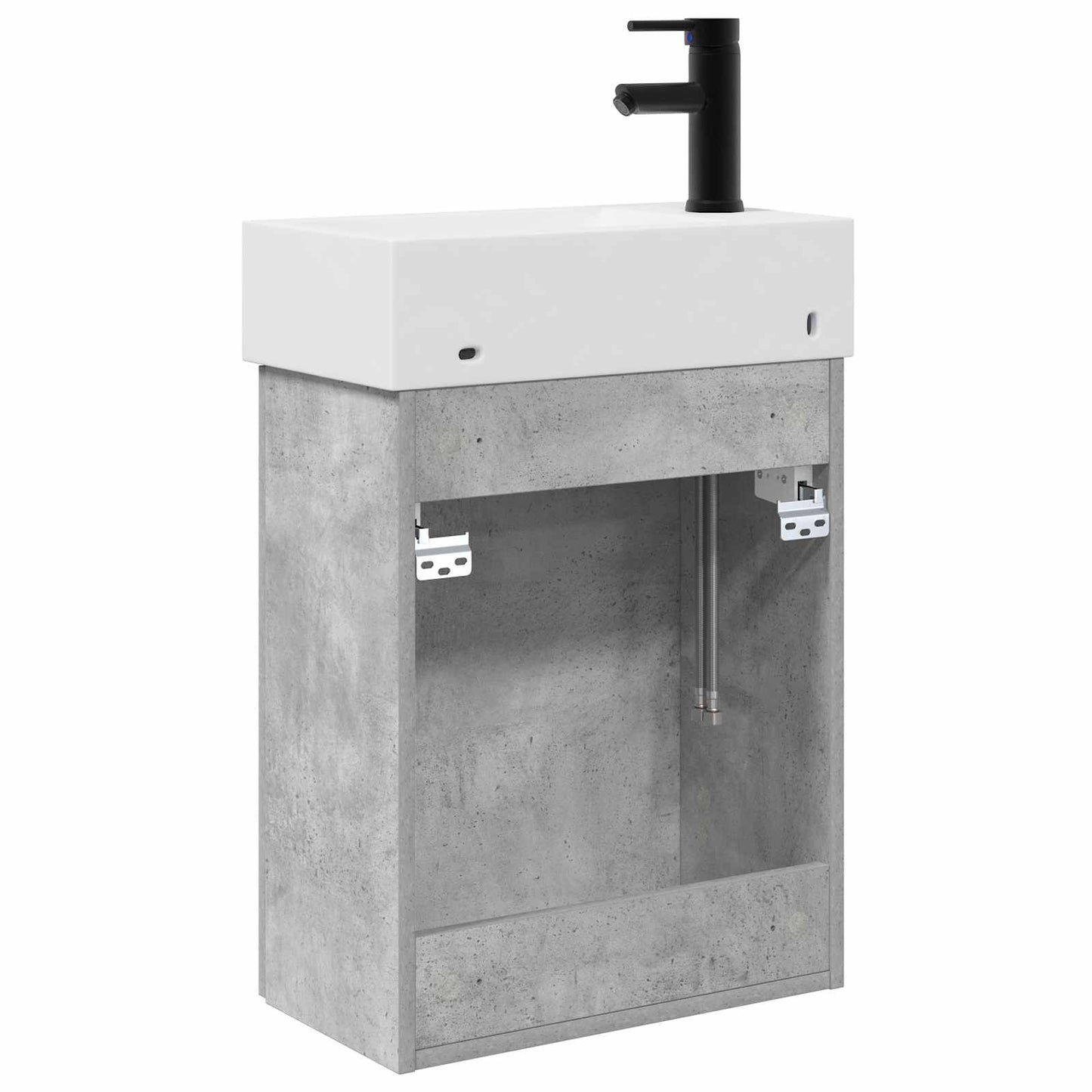 vidaXL Bathroom Vanity Unit with Tap Concrete Grey 45.5 x 22.5 x 84 cm