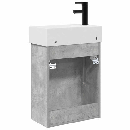 vidaXL Bathroom Vanity Unit with Tap Concrete Grey 45.5 x 22.5 x 84 cm