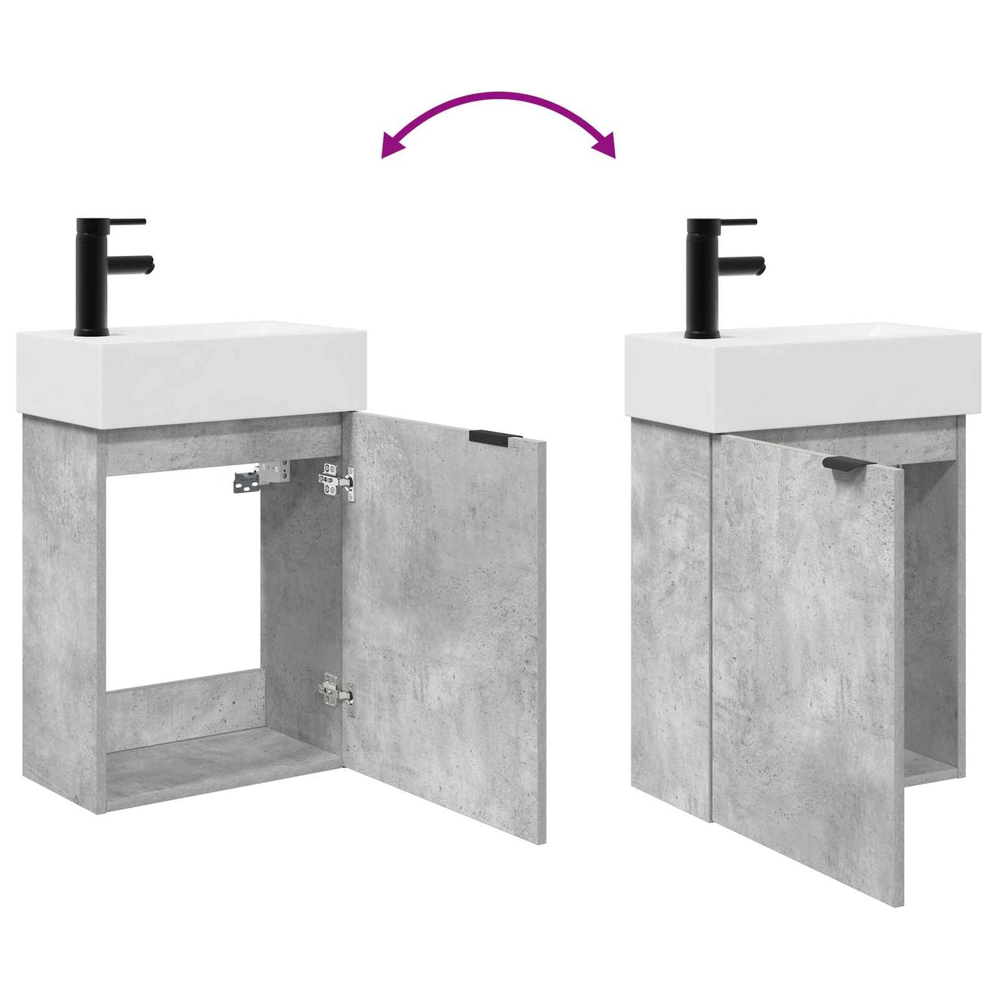 vidaXL Bathroom Vanity Unit with Tap Concrete Grey 45.5 x 22.5 x 84 cm