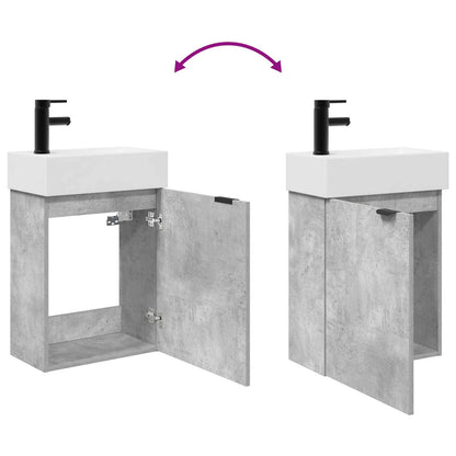 vidaXL Bathroom Vanity Unit with Tap Concrete Grey 45.5 x 22.5 x 84 cm
