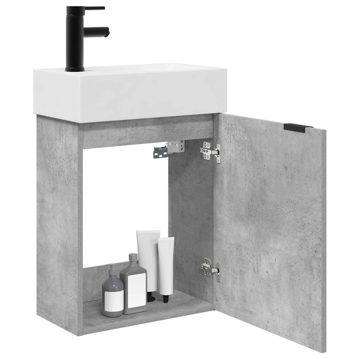 vidaXL Bathroom Vanity Unit with Tap Concrete Grey 45.5 x 22.5 x 84 cm