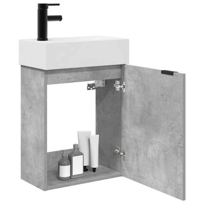 vidaXL Bathroom Vanity Unit with Tap Concrete Grey 45.5 x 22.5 x 84 cm