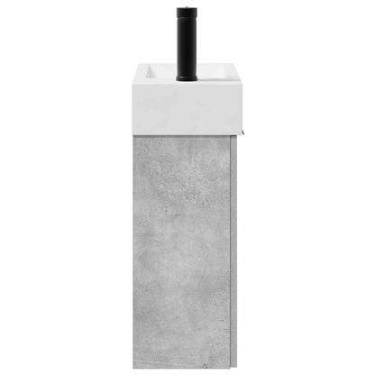 vidaXL Bathroom Vanity Unit with Tap Concrete Grey 45.5 x 22.5 x 84 cm