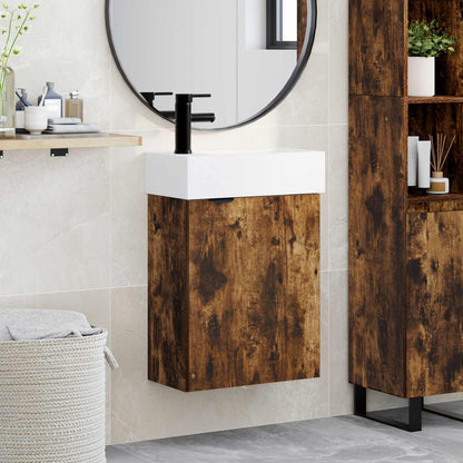 vidaXL Bathroom Vanity Unit with Tap Smoked Oak 45.5 x 22.5 x 84 cm