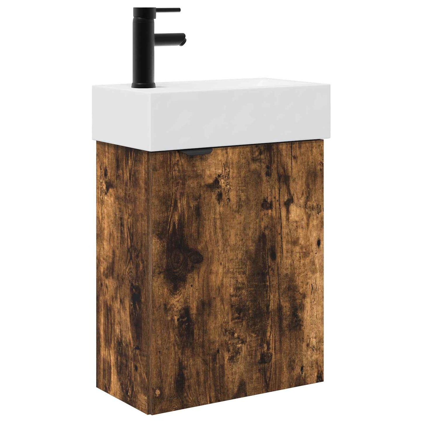 vidaXL Bathroom Vanity Unit with Tap Smoked Oak 45.5 x 22.5 x 84 cm