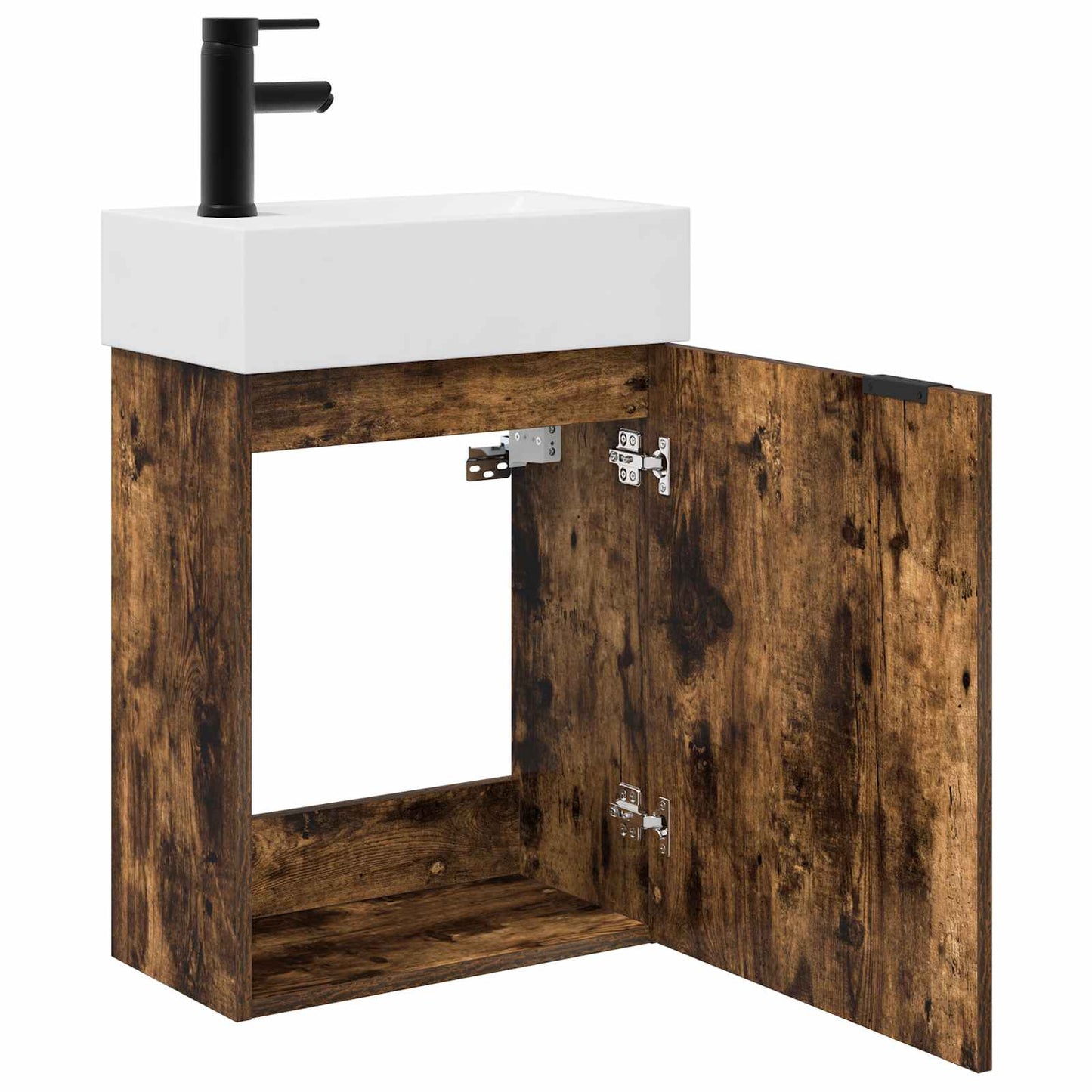 vidaXL Bathroom Vanity Unit with Tap Smoked Oak 45.5 x 22.5 x 84 cm