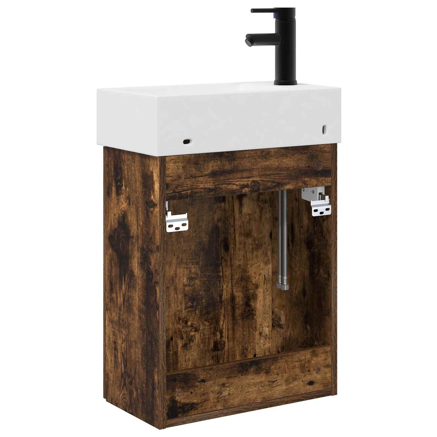 vidaXL Bathroom Vanity Unit with Tap Smoked Oak 45.5 x 22.5 x 84 cm