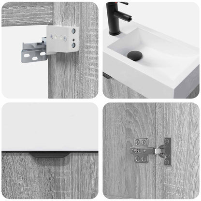 vidaXL Bathroom Vanity Unit with Tap Grey Sonoma 45.5 x 22.5 x 84 cm