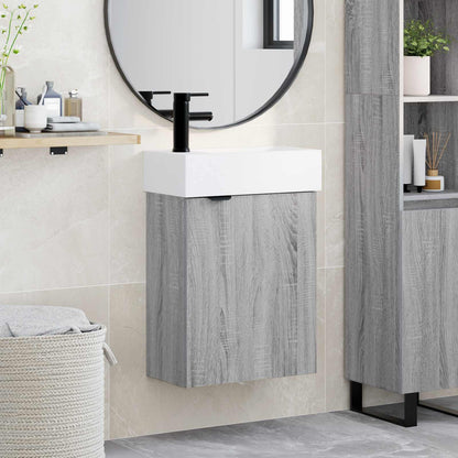 vidaXL Bathroom Vanity Unit with Tap Grey Sonoma 45.5 x 22.5 x 84 cm