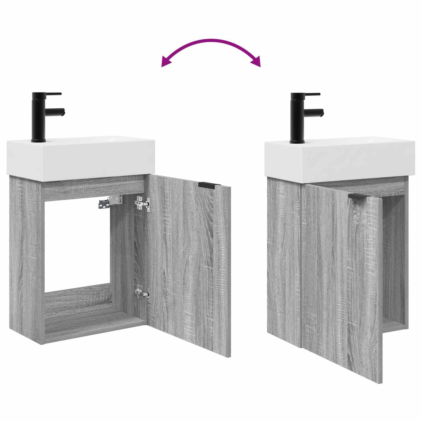 vidaXL Bathroom Vanity Unit with Tap Grey Sonoma 45.5 x 22.5 x 84 cm