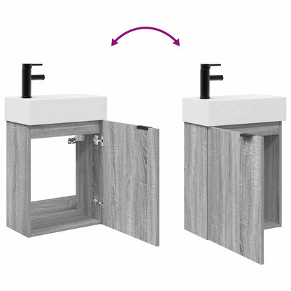 vidaXL Bathroom Vanity Unit with Tap Grey Sonoma 45.5 x 22.5 x 84 cm