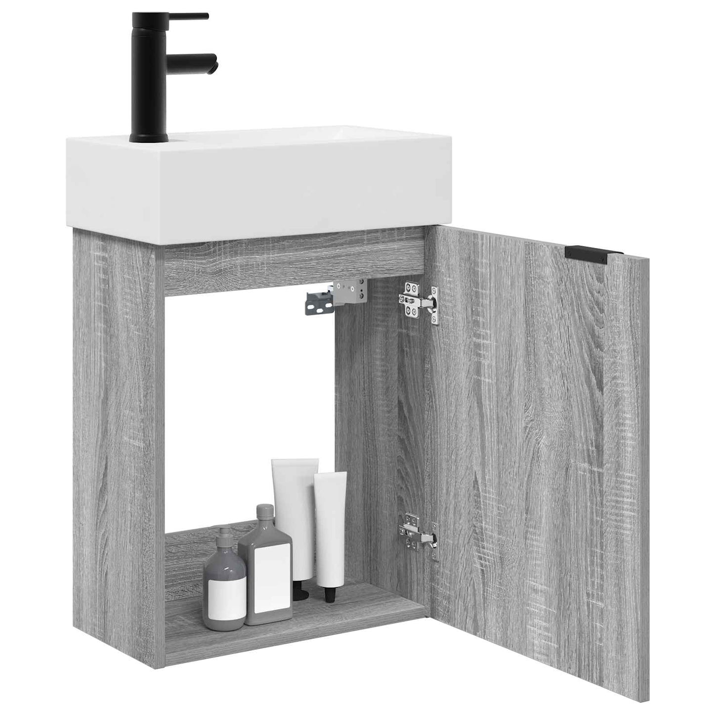 vidaXL Bathroom Vanity Unit with Tap Grey Sonoma 45.5 x 22.5 x 84 cm
