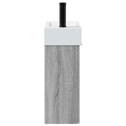 vidaXL Bathroom Vanity Unit with Tap Grey Sonoma 45.5 x 22.5 x 84 cm