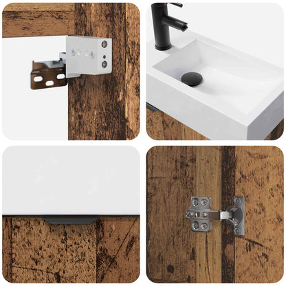 vidaXL Bathroom Vanity Unit with Tap Old Wood 45.5 x 22.5 x 84 cm