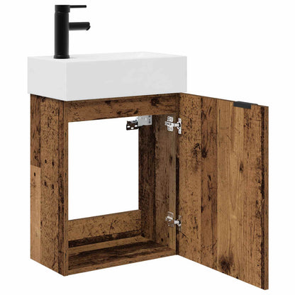 vidaXL Bathroom Vanity Unit with Tap Old Wood 45.5 x 22.5 x 84 cm
