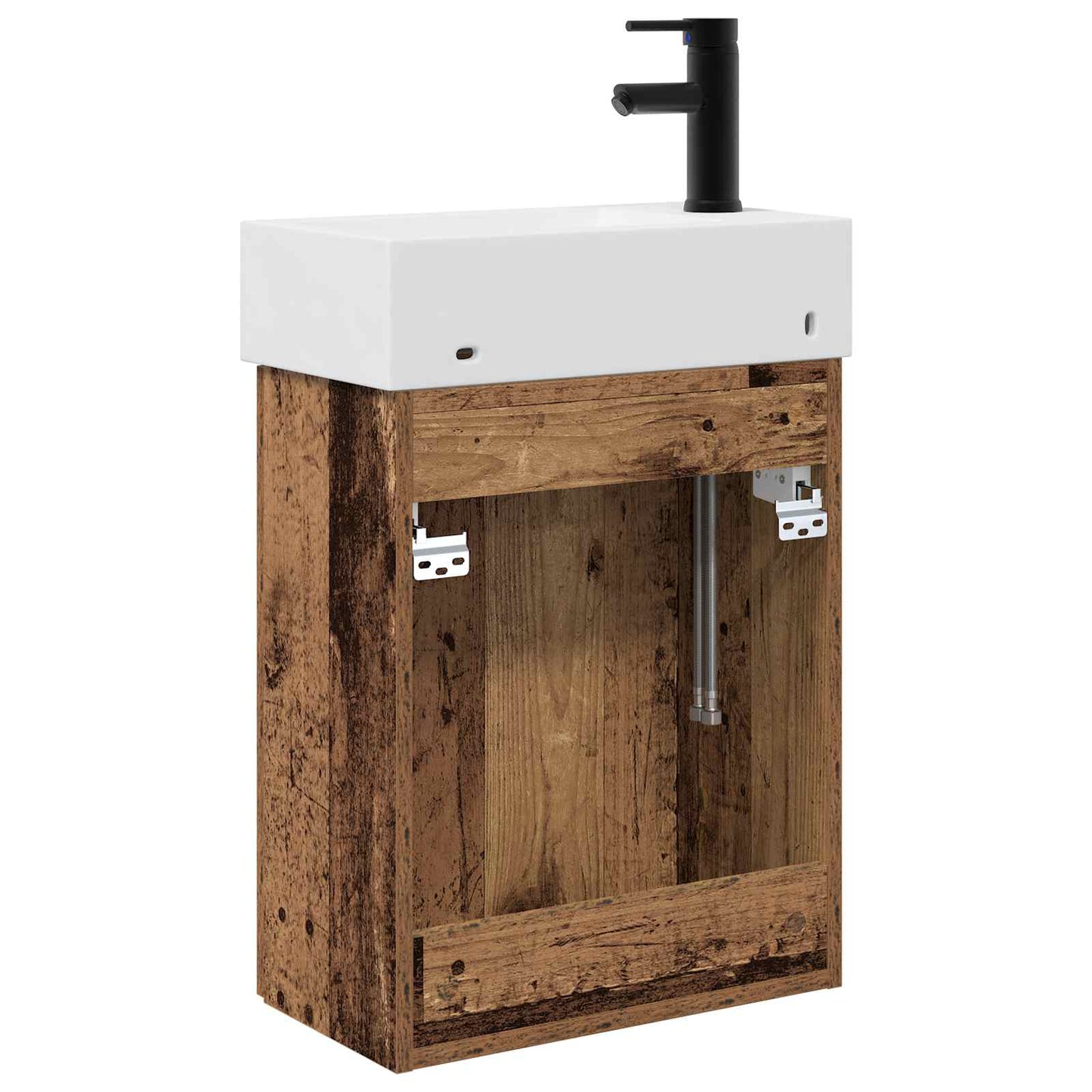 vidaXL Bathroom Vanity Unit with Tap Old Wood 45.5 x 22.5 x 84 cm