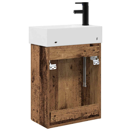 vidaXL Bathroom Vanity Unit with Tap Old Wood 45.5 x 22.5 x 84 cm