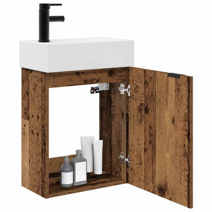 vidaXL Bathroom Vanity Unit with Tap Old Wood 45.5 x 22.5 x 84 cm