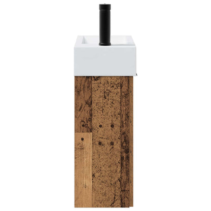 vidaXL Bathroom Vanity Unit with Tap Old Wood 45.5 x 22.5 x 84 cm
