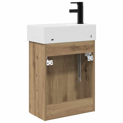 vidaXL Bathroom Vanity Unit with Tap Artisan Oak 45.5 x 22.5 x 84 cm