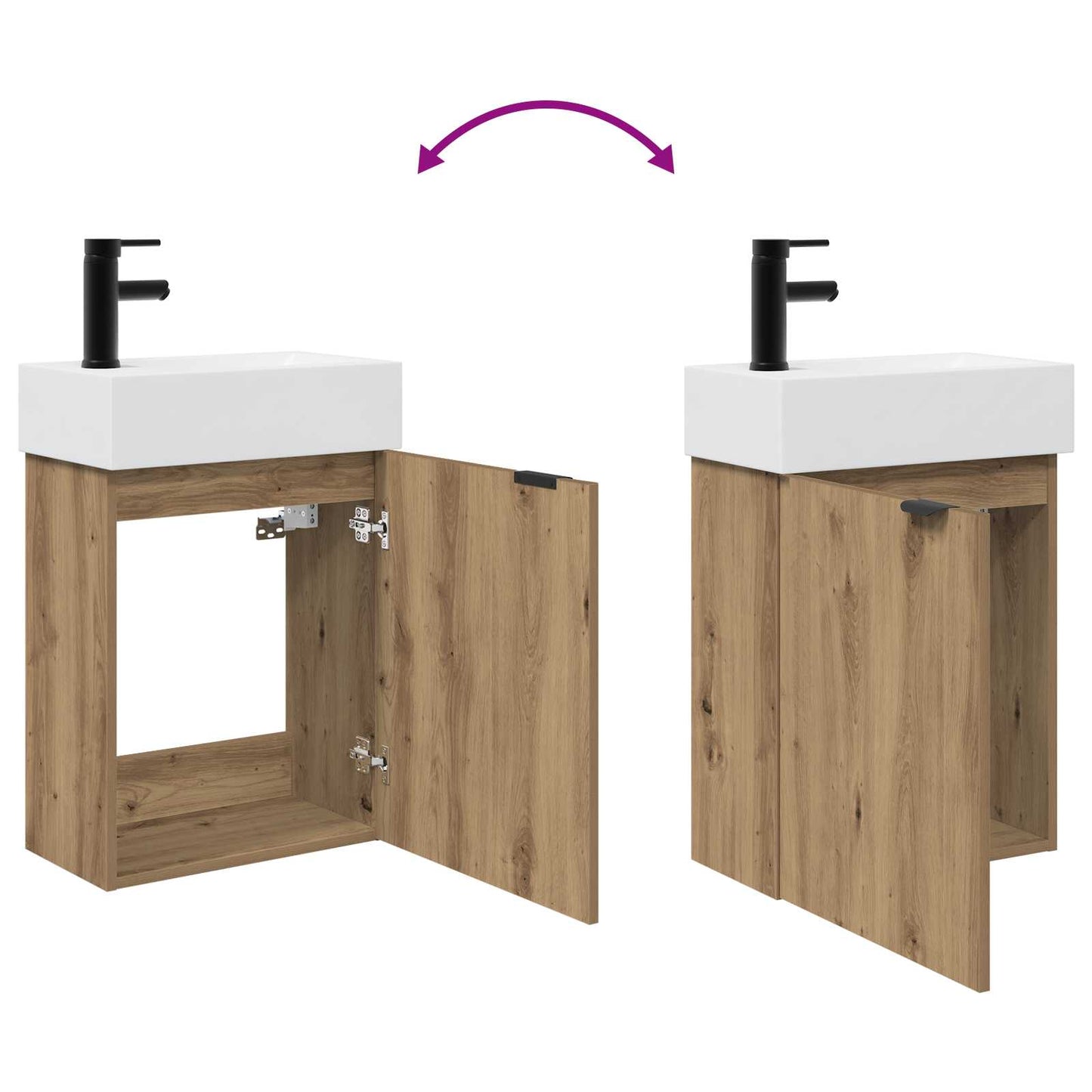vidaXL Bathroom Vanity Unit with Tap Artisan Oak 45.5 x 22.5 x 84 cm